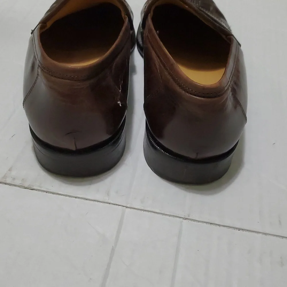 Johnston & Murphy Cellini Brown Leather Woven Italian Slip On Dress Shoes 7M